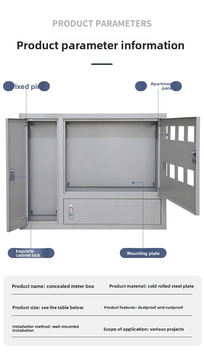 Iron Indoor Concealed-Mounted Embedded Electricity Meter Box